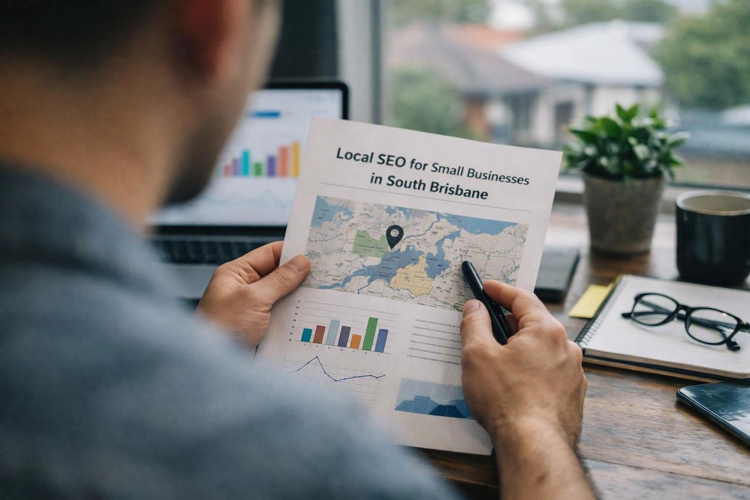 Small business team planning local search marketing in South Brisbane