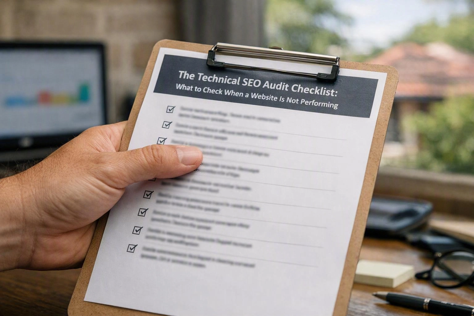 Technical SEO audit checklist showing website health checks